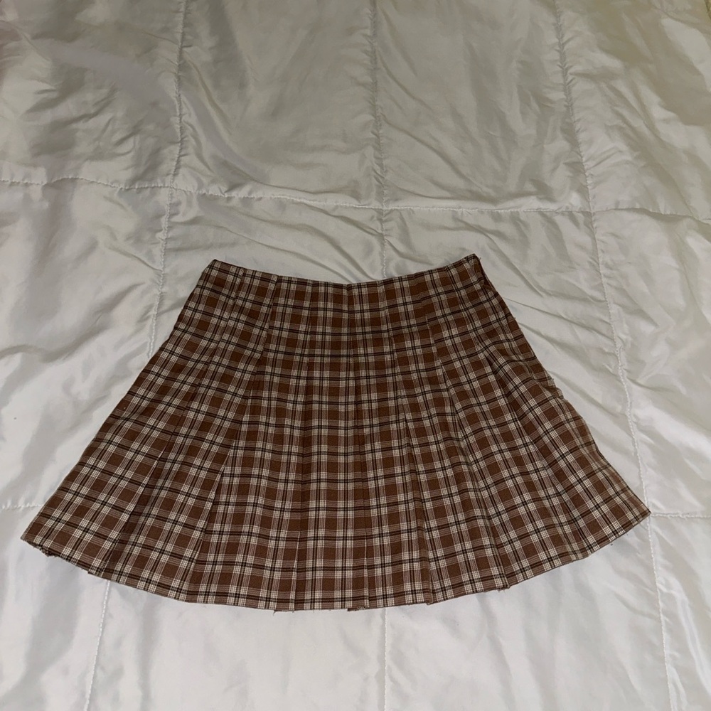 Hollister Brown Plaid A-Line Skirt